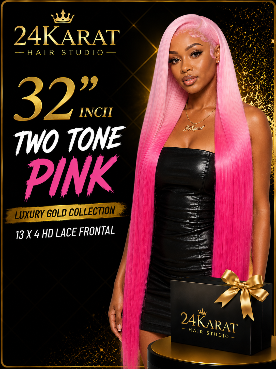Pink straight 13 x 4 lace wig 32’’ Pl