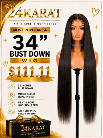 Bust Down straight 34’’ Lace Wig