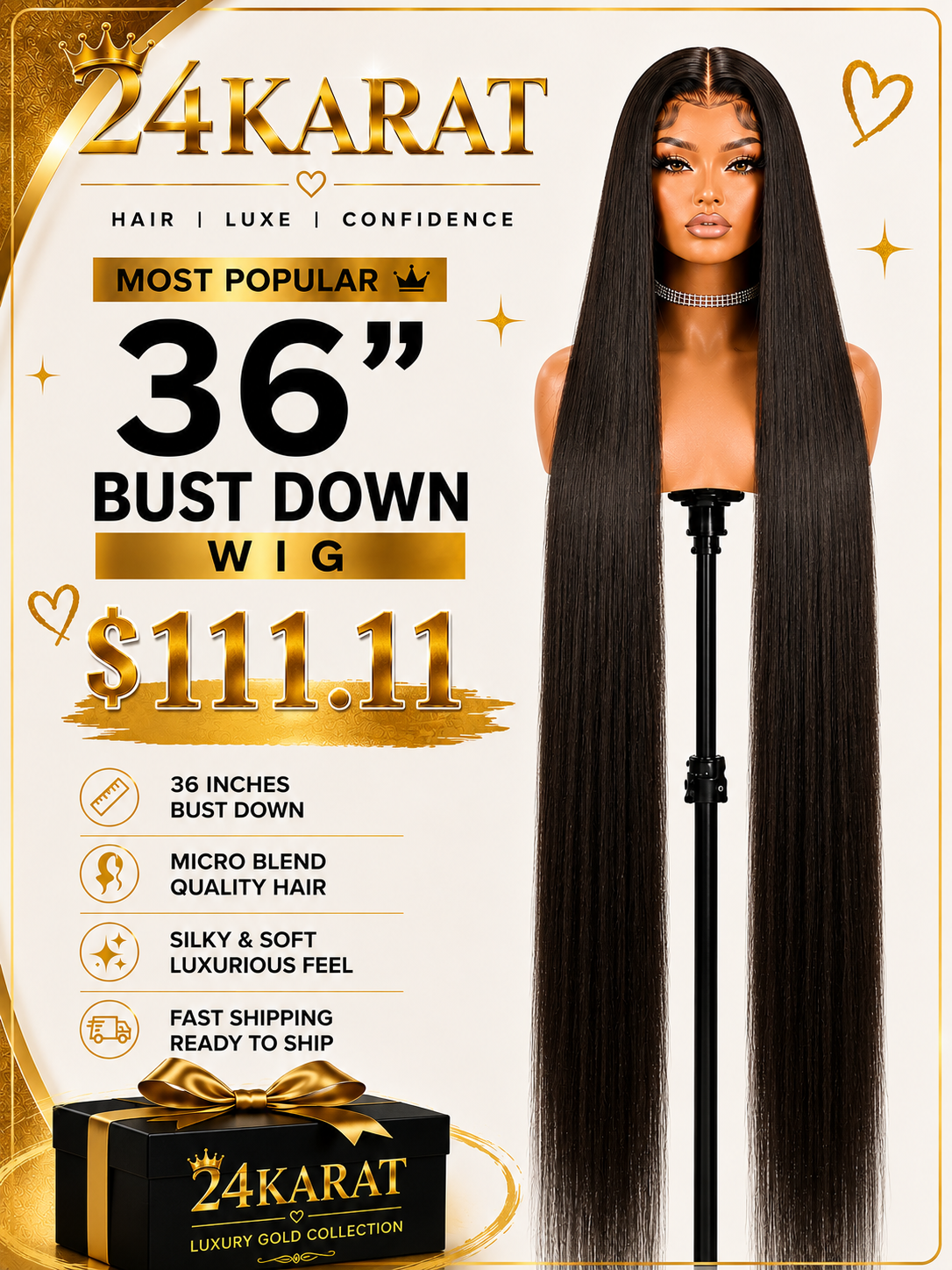 Bust Down straight Lace Wig