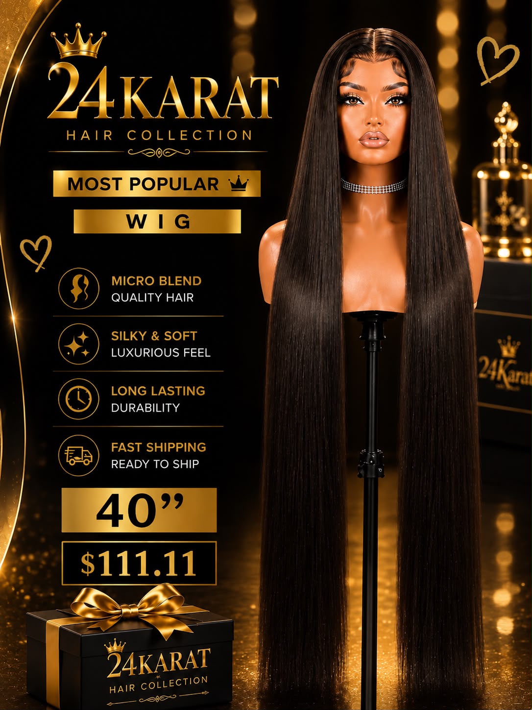 Bust Down straight Lace Wig